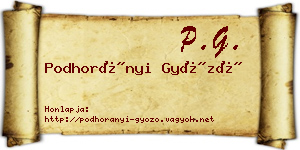Podhorányi Győző névjegykártya